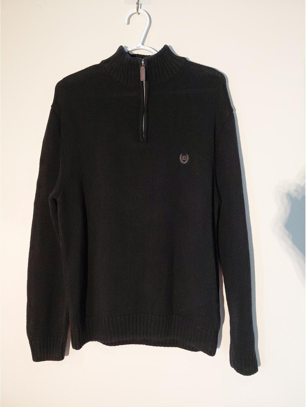 Chaps Men's Large Black Cotton Half-Zip Sweater
